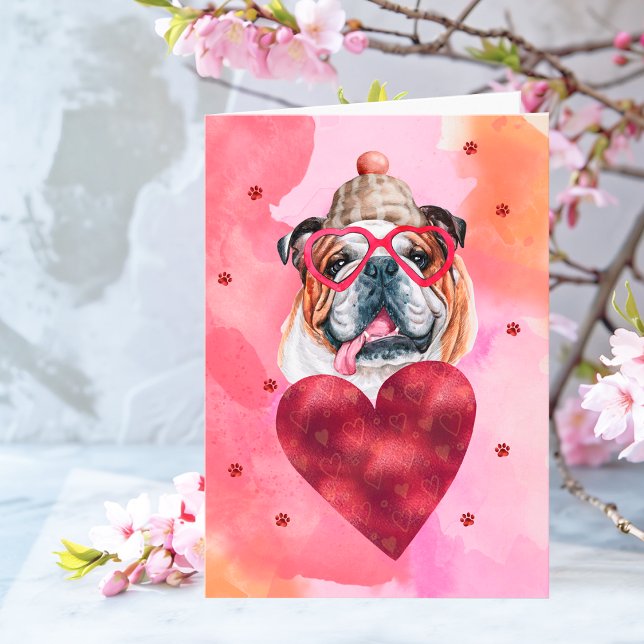 Carte Cadeau de la Saint-Valentin Chien Bouledogue Angla (Créateur téléchargé)