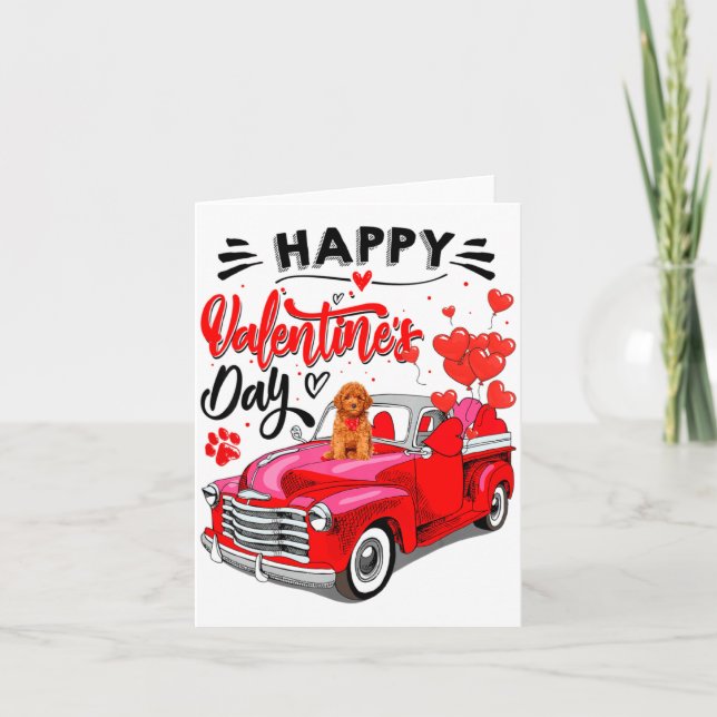 Carte Cadeau de la Saint-Valentin Chien Camion Rouge Coe (Devant)