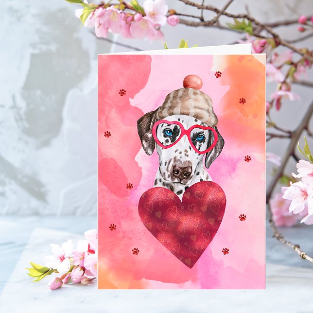 Carte Cadeau de la Saint-Valentin Chien Dalmatien Orange (Créateur téléchargé)
