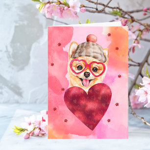 Carte Cadeau de la Saint-Valentin Chien Pomeranian Orang