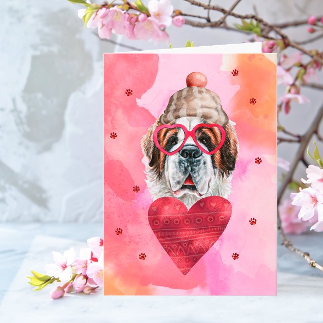 Carte Cadeau de la Saint-Valentin Chien Saint-Bernard Or (Créateur téléchargé)