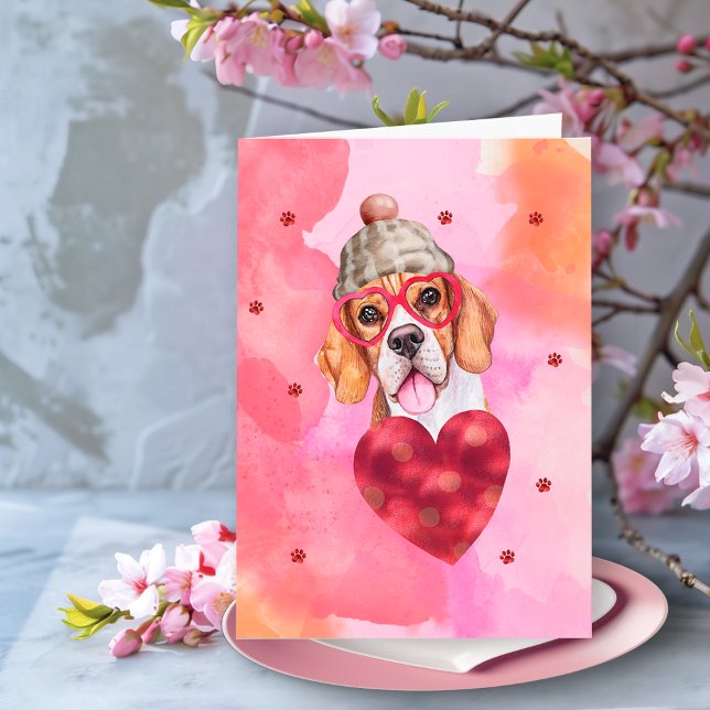 Carte Cadeau de la Saint-Valentin pour chien Beagle oran (Créateur téléchargé)