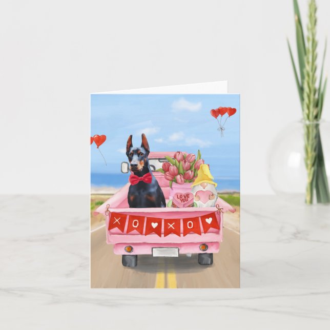 Carte Cadeau de la Saint-Valentin pour un chien Doberman (Devant)
