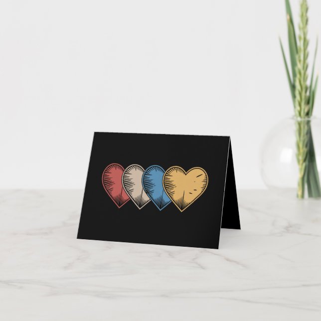 Carte Cadeau de la Saint-Valentin rétro cool à cœurs vin (Devant)