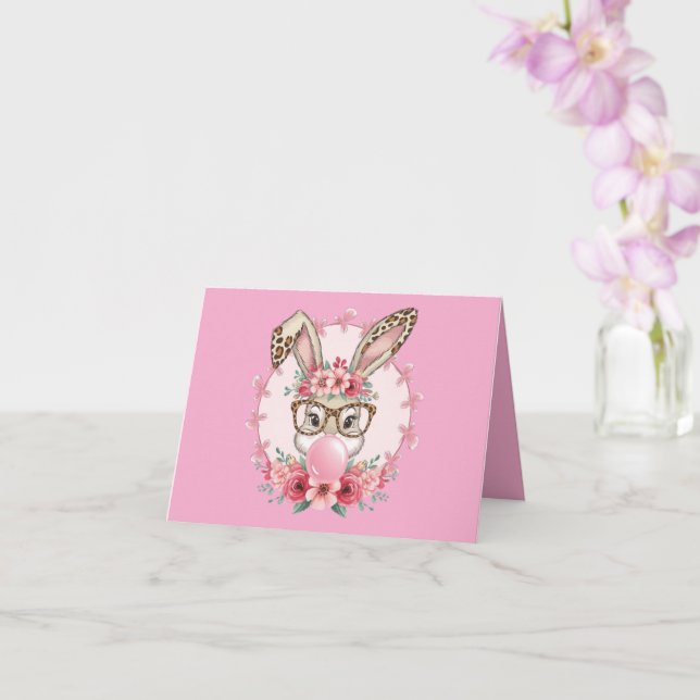 Carte Cadeau de lapin floral mignon de Pâques  (Orchidée)