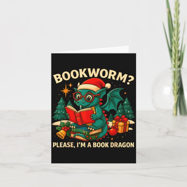 Carte Cadeau de lecture de Noël Dragon Livre Pour Amoure (Devant)