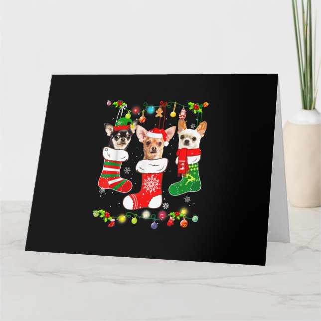 Carte cadeau de lumières de noël chihuahua drôle de chie (Devant)