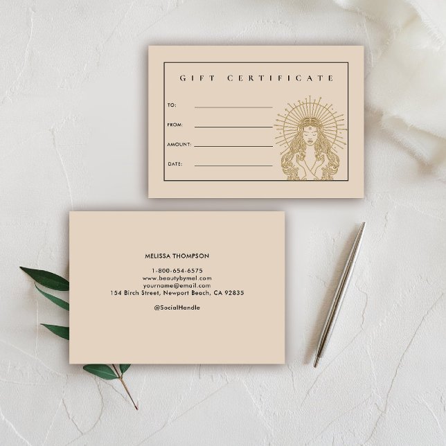 Carte cadeau de maquillage de salon Lashes de chev (hair salon gift certificate mystical tarot celestial beauty makeup nails lashes stylist beauty beige)