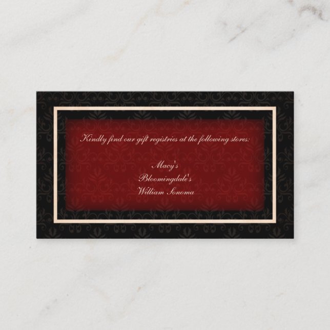 Carte cadeau de mariage d'hiver rouge et noir (Devant)