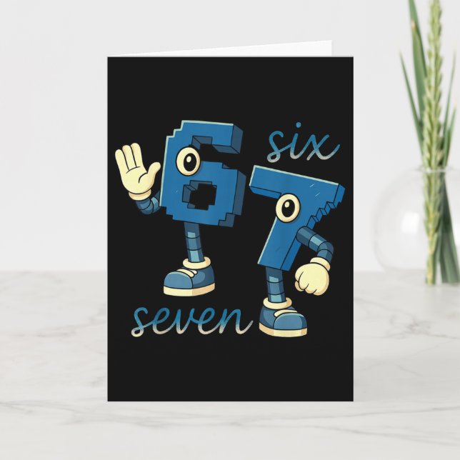 Carte Cadeau de mème de numéro rétro six sept Brainrot p (Devant)