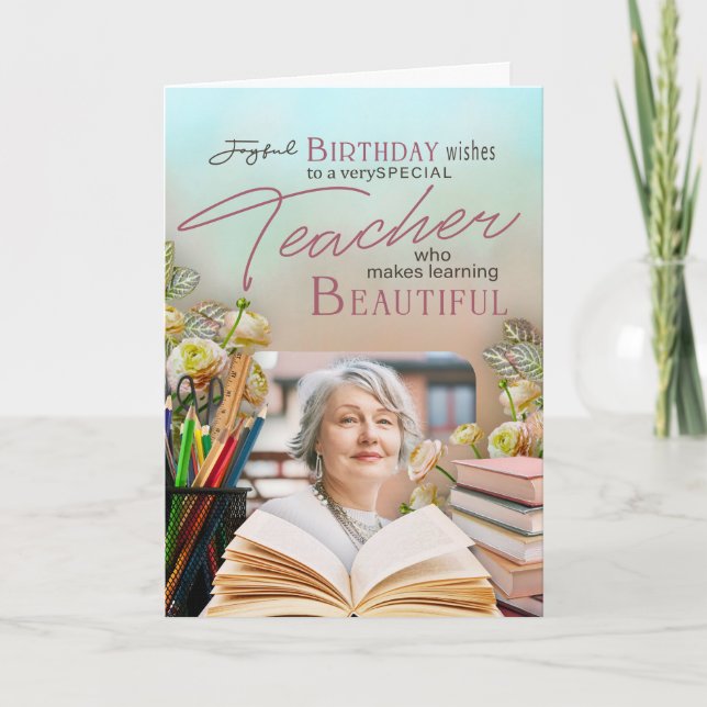 Carte Cadeau de naissance de professeur Fleurs douces Ph (Devant)