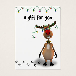 Carte cadeau de Noël amusant rouge renne à nez rou