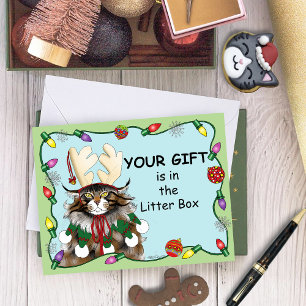 Carte Cadeau de Noël Chat Vert Drôle