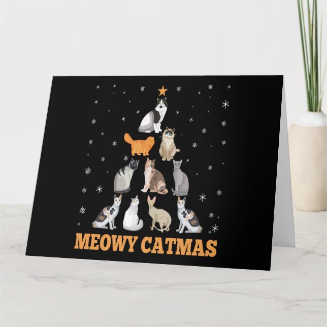 Carte Cadeau de Noël de chat de fête de Mew pour amateur (Devant)