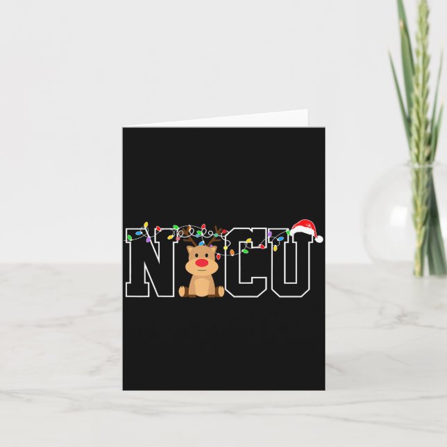 Carte Cadeau de Noël de Noël infirmière Nicu renne festi (Devant)
