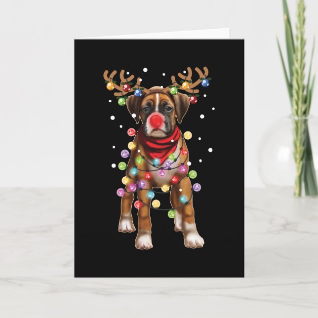 Carte Cadeau de Noël drôle de Boxer mignon (Devant)