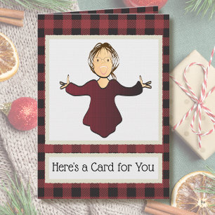 Carte Cadeau de Noël drôle de dessin animé féminin Merci