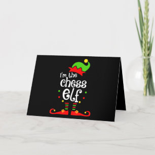 Carte cadeau de noël elfe d'échecs ami de la famille de