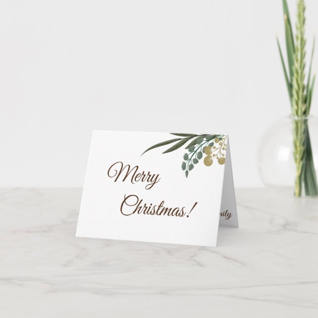 Carte Cadeau de Noël Feuille Botanique et Eucalyptus (Devant)