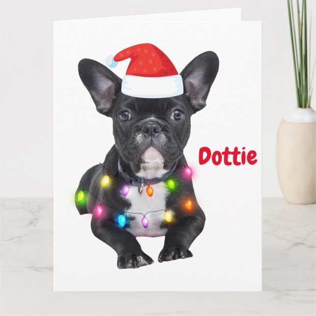Carte cadeau de noël frenchies pour les amateurs de boul (Devant)