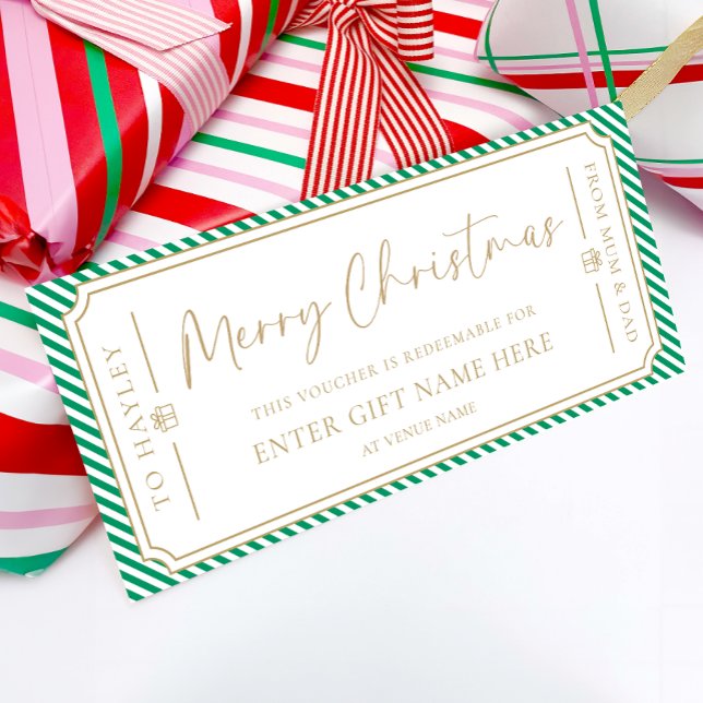 Carte cadeau de Noël Green Stripe (Créateur téléchargé)