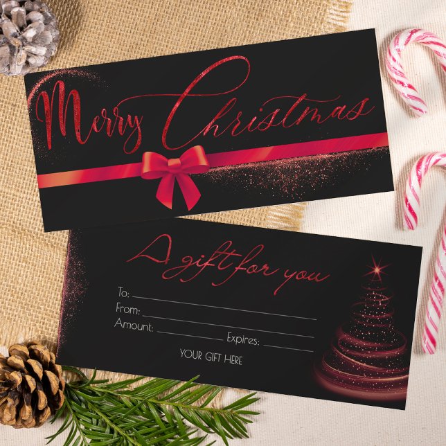 Carte cadeau de Noël moderne rouge et noir (Créateur téléchargé)