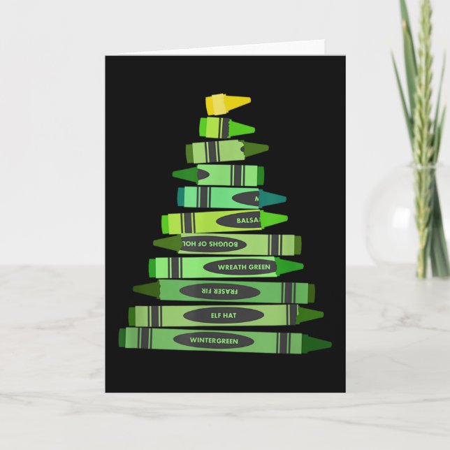 Carte Cadeau de Noël pour Enseignant Arbre aux crayons (Devant)