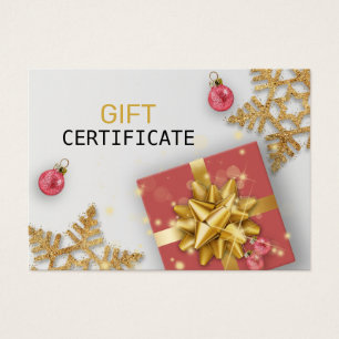 Carte cadeau de Noël Red Balls Gold Snowflakes