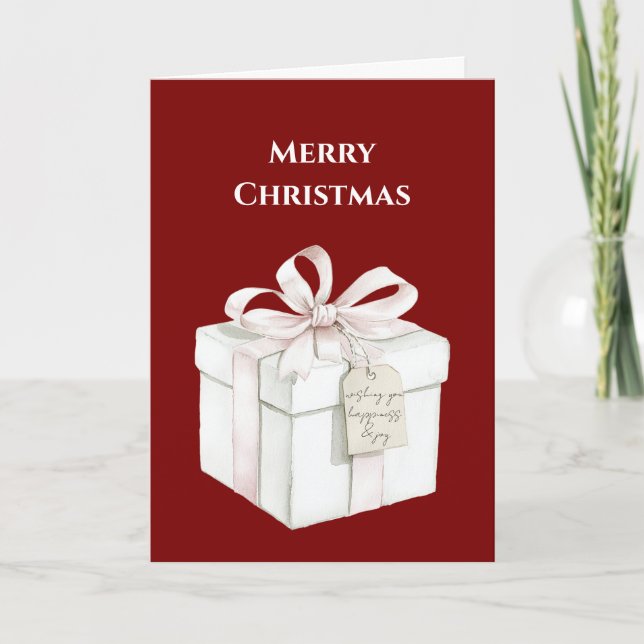 Carte Cadeau de Noël Rose Rouge Blush (Devant)