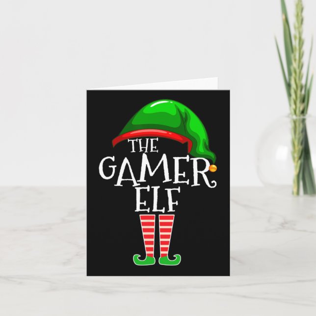 Carte Cadeau de Noël Vidéo de la Famille d'Elf Gamer (Devant)