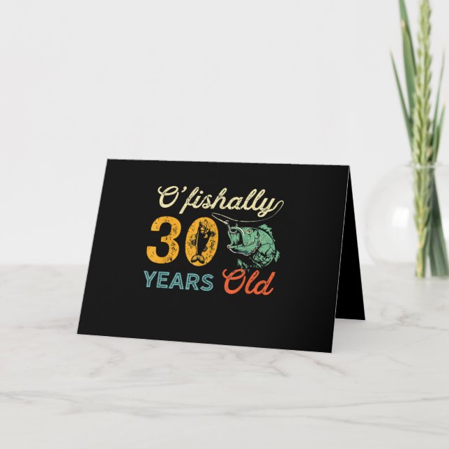Carte Cadeau de pêche pour 30e anniversaire Rétro Deveni (Devant)