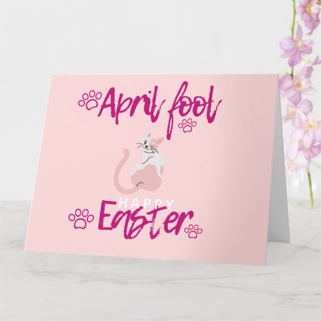Carte Cadeau de Poisson d'avril de Pâques Chat Œuf de Pâ (Orchidée)