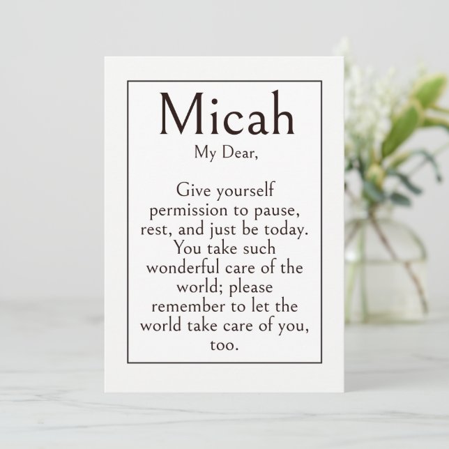 Carte Cadeau de Prise en Charge de Soi pour Ami, R (Debout devant)
