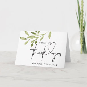 Carte Cadeau de remerciement Demoiselle d'Honneur Plante