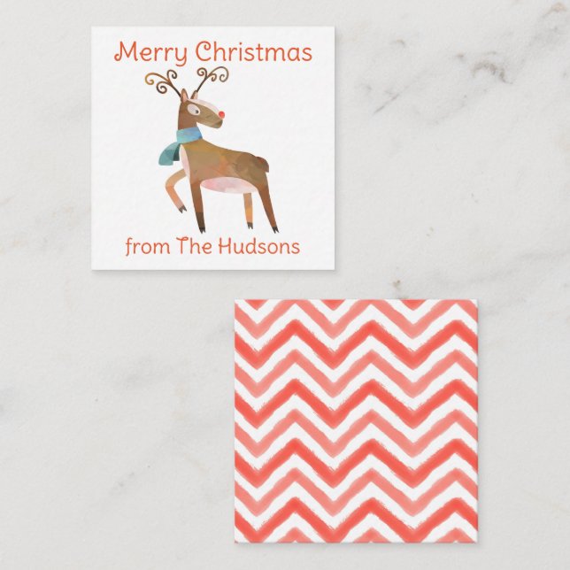 Carte cadeau de rennes de Noël Watercolor (Devant / Derrière)