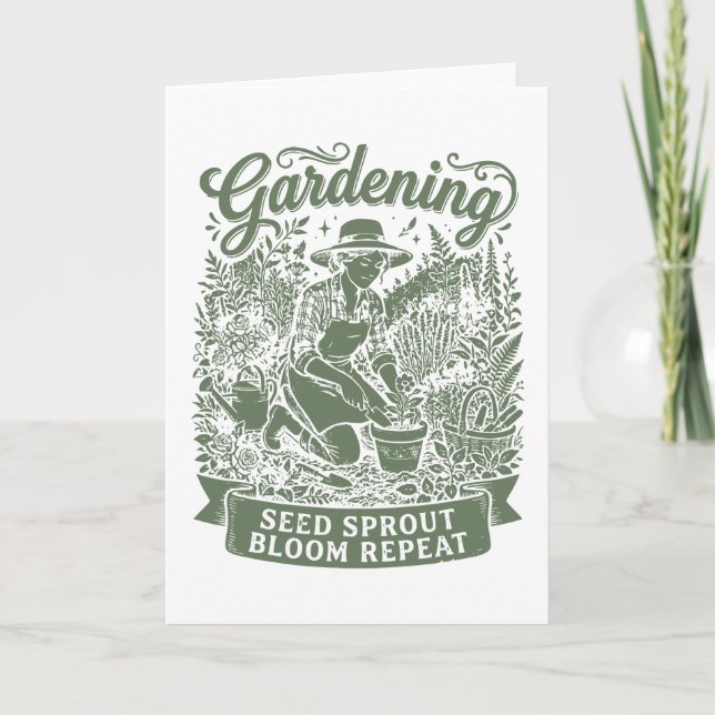 Carte Cadeau de répétition de floraison de semis de jard (Devant)