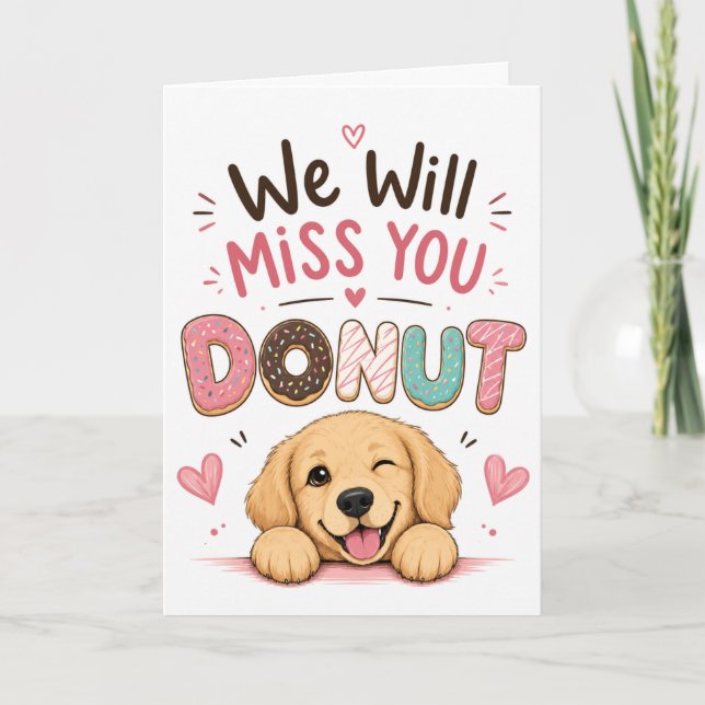 Carte Cadeau de retraite de donut de chien drôle Adieu à (Devant)