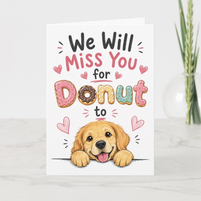 Carte Cadeau de retraite de donut de chien drôle d'adieu (Devant)