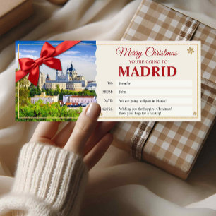 Carte cadeau de révélation de voyage à Madrid pour