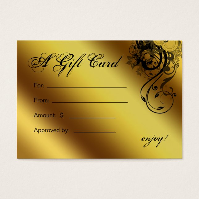 Carte cadeau de salon Spa Gold Floral Papillon (Devant)
