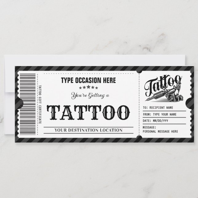 Carte Cadeau de Tatouage Personnel Tatouez-vous (Devant)