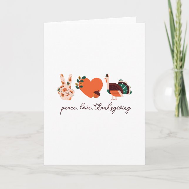 Carte Cadeau de Thanksgiving de la dinde d'amour de paix (Devant)