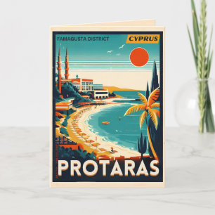 Carte cadeau de vacances vintage Protaras chypre sur la