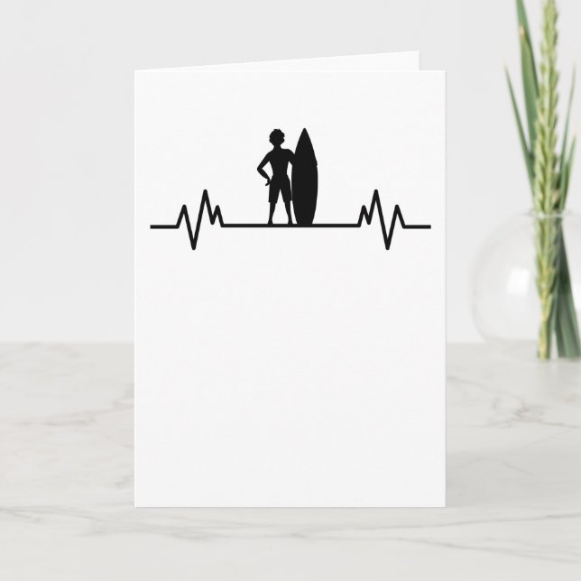 Carte Cadeau de vagues de battement de cœur de surfeur (Devant)