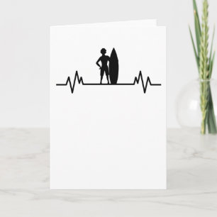 Carte Cadeau de vagues de rythme cardiaque de surfeur