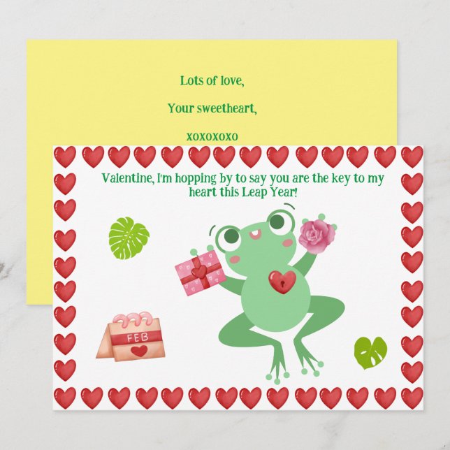 Carte cadeau de Valentine's Frog Heart Flowers (Devant / Derrière)