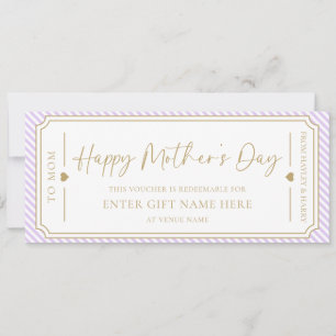 Carte cadeau de voucher pour la fête des mères vio