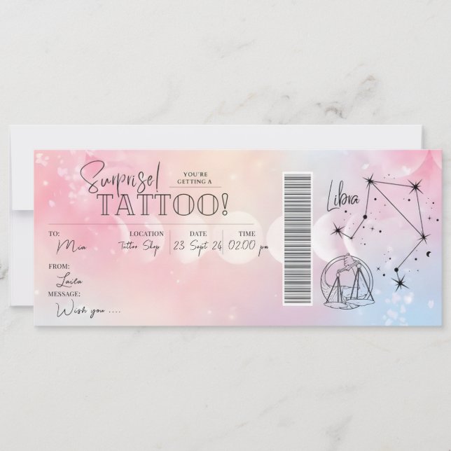 Carte cadeau de voucher pour tatouage personnalisé (Devant)