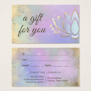carte cadeau design lotus bleu violet