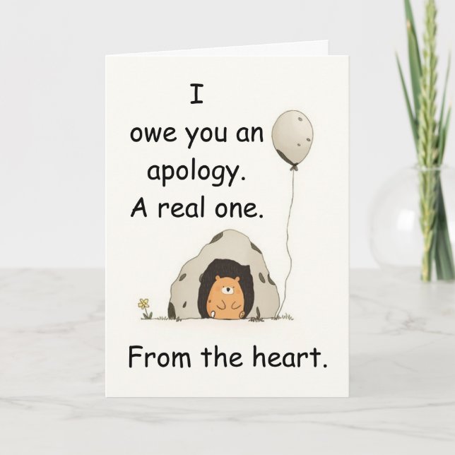 Carte Cadeau d'humour d'excuse d'anniversaire tardif d'o (Devant)